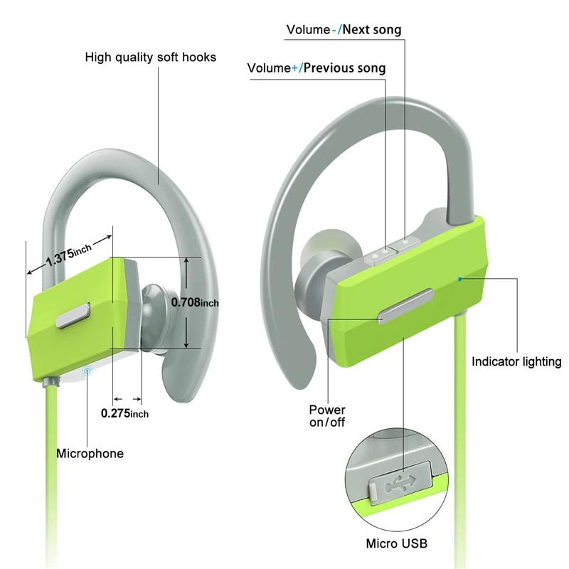 kowkaka Sport Bluetooth Earphone Wireless Earbuds Running Headphones Stereo Earbuds with Mic for iphone SE Xiaomi Mobile phone