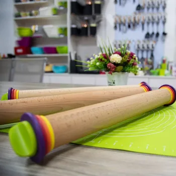 

2019 New Wooden Rolling Pin Baking Tools Thickness Scale Adjustable Discs Kit Wooden adjustable scale rolling pin Скалка hot