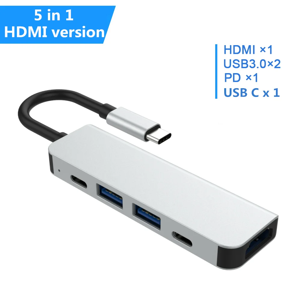 5 in 1 Type C-HDMI концентратор USB C 4K PD 5A 87W док-станция Rj45 Lan USB 3,1 разветвитель USB-C питания Аксессуары Для iMac air MacBook Pro - Цвет: 5 in 1