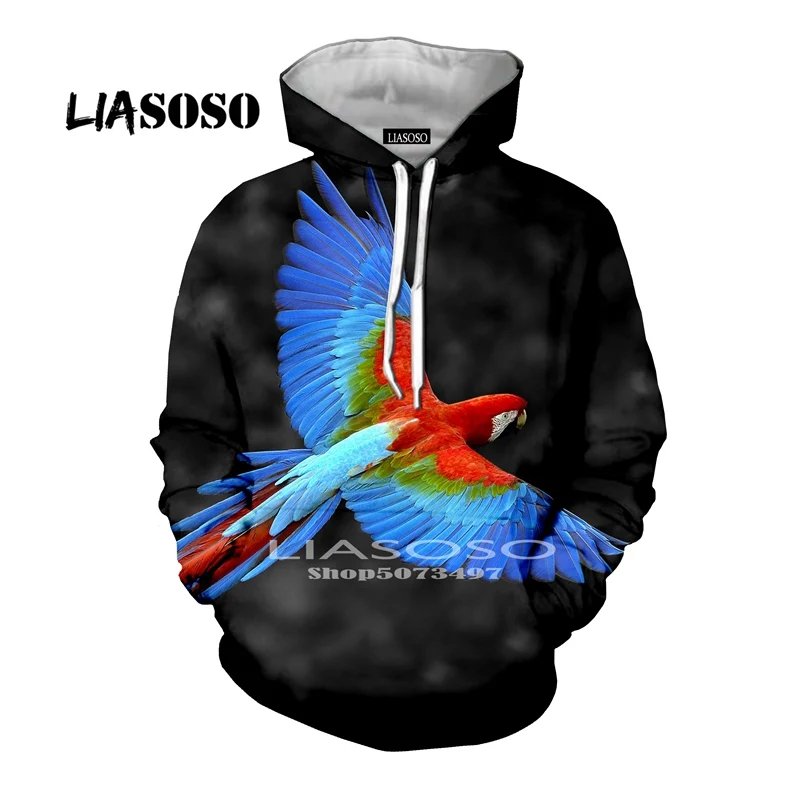 Liasoso, новинка, Мужская и Женская толстовка с животным, 3D принт, попугай, толстовка с принтом, Повседневная Уличная одежда, Camisetas Hombre, модные топы