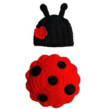 

Newborn Baby Insect Clothes Photography Prop Baby Handmade Crochet Knitted Clothes Set Infant Soft Woven Cap Photo Prop #BL5