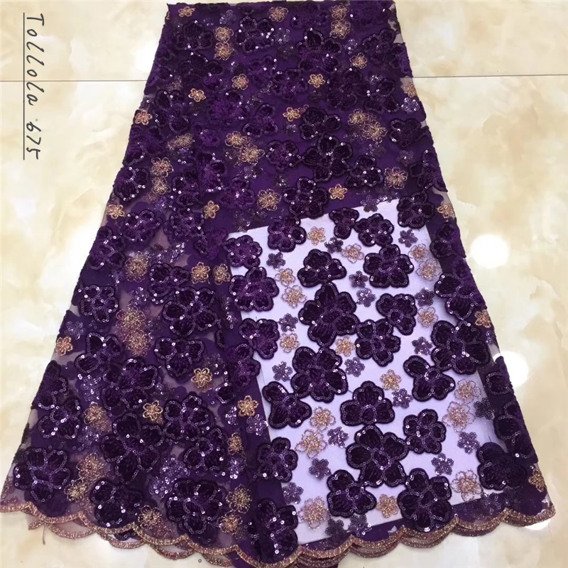 

African Velvet Lace Fabric 2019, Newest Wedding Lace In Purple, Tissu Mariage Velvet Lace Materials