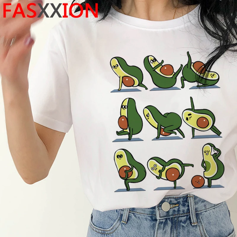 Kawaii Avocado Funny Cartoon T Shirt Women Summer Vegan Cute Anime T-shirt 90s Summer Graphic Tshirt Fashion Top Tees Female