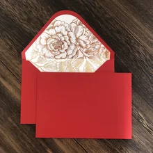 Красный и бордовый пригласительный конверт с золотой фольгой цветочный, заказное письмо, 50 шт