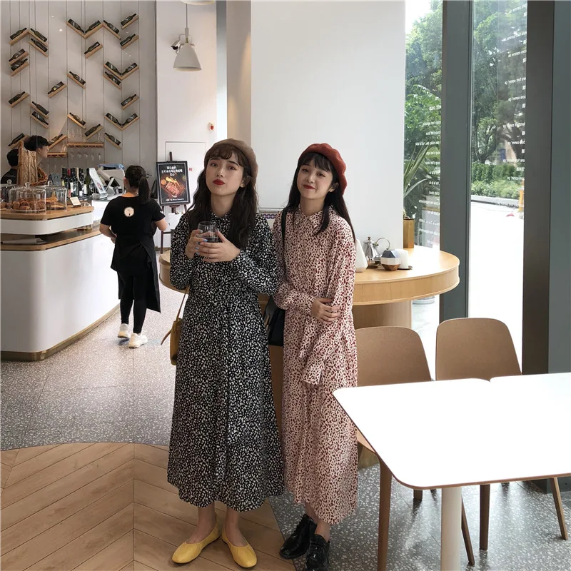 

2019 Spring New Products Korean-style Elegant Small Floral Lace-up Dress Women's