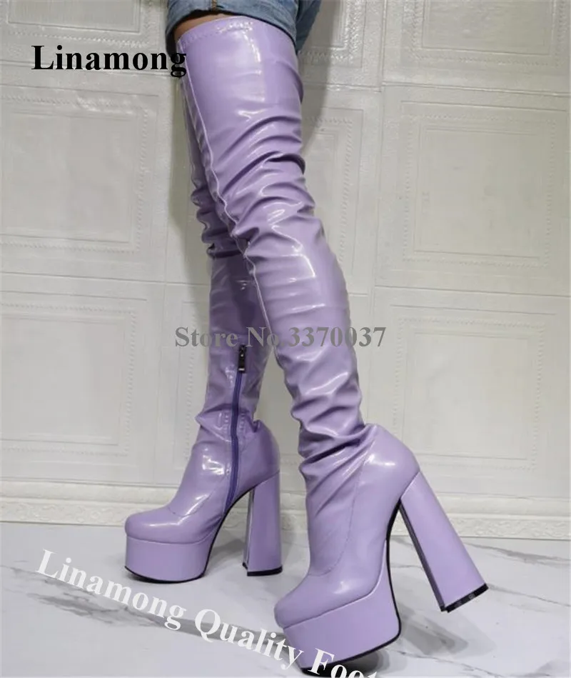 Amen Leather Knee Boots in Purple Womens Shoes Boots Over-the-knee boots 