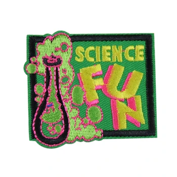 

Cartoon Science Fiction Letter Embroidered Iron on Fun Burette Patch Ironing Clothing Sewing Supplies Decor Patches For Clothing