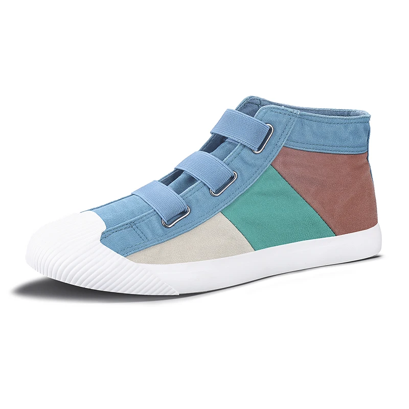 

2022 Spring Unisex Canvas Sneakers Men High Top Colorblock Sport Skate Shoes Men Colorful Light Breathable Non-slip Trainers Men