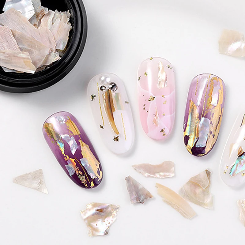 1Jar 3D Abalone Shell неровные Ломтики для дизайна ногтей, блестки для ногтей, слайдер для ногтей, ювелирные изделия, маникюрные наконечники, УФ Гель-лак, украшение