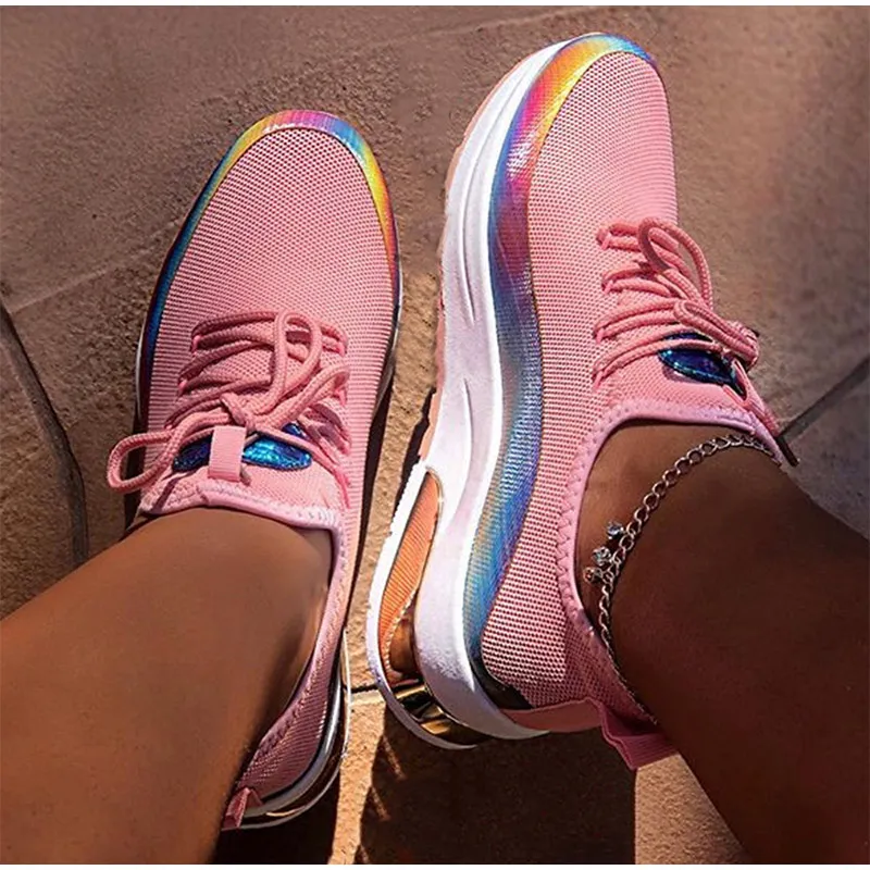 Women Colorful Cool Sneaker Ladies Lace Up Vulcanized Shoes Casual Female Flat Comfort Walking Shoes Woman 2020 Fashion women's vulcanize shoes good for plantar fasciitis