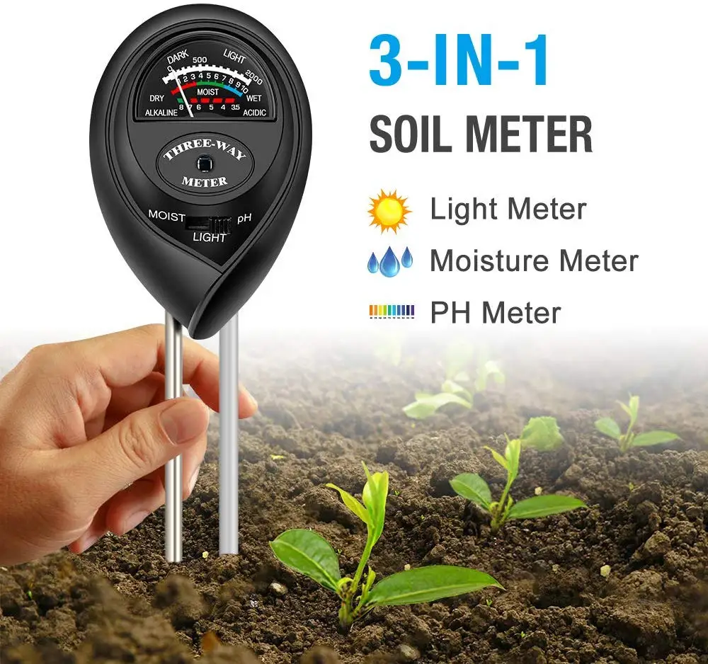 

Soil pH Meter 3-in-1 Soil Tester Kits Moisture/Light/pH Test Soil Moisture Sensor Meter for Garden Farm Lawn Indoor Outdoor