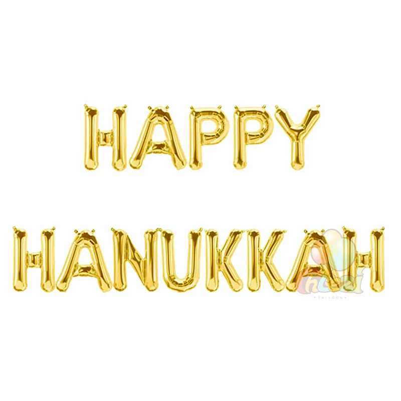 13 шт. счастливые hanukkah буквы шары 16 дюймов Розовое Золото Серебро Висячие шарик в форме букв chanukah баннер украшение для вечеринки поставки
