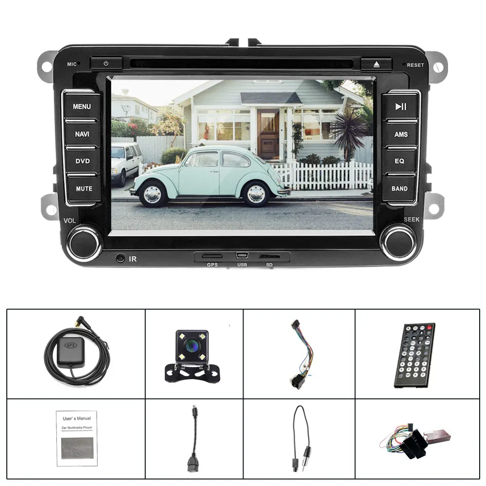 Camecho 2Din автомобильный мультимедийный плеер 2 Din 7 дюймов gps Радио Стерео Bluetooth Автомобильный dvd-плеер для сиденья/Skoda Авторадио резервная камера - Color: With 4 Led Camera