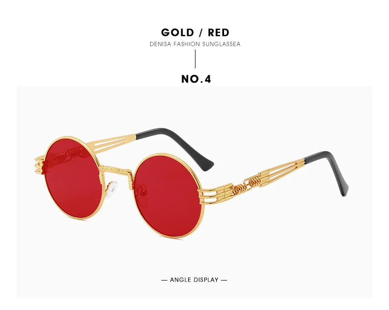 SITTEEH солнцезащитные очки в стиле стимпанк для мужчин и женщин, металлические очки, круглые очки, фирменный дизайн, солнцезащитные очки, зеркальные, высокое качество, UV400 - Цвет линз: 4