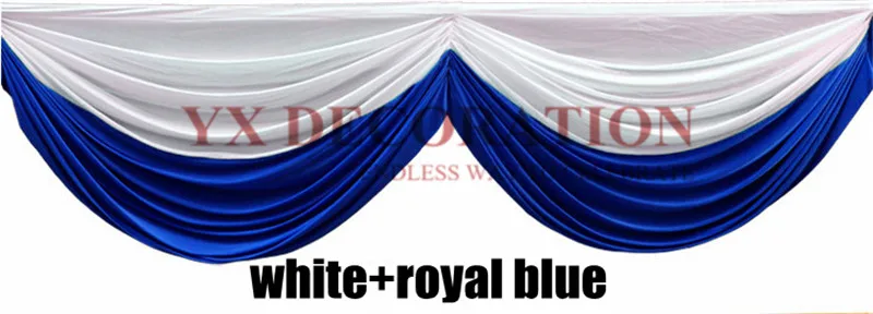 35 цветов шелк льда Swag драпировка для скатерти юбка Свадебный фон занавес украшения - Цвет: white and royal blue
