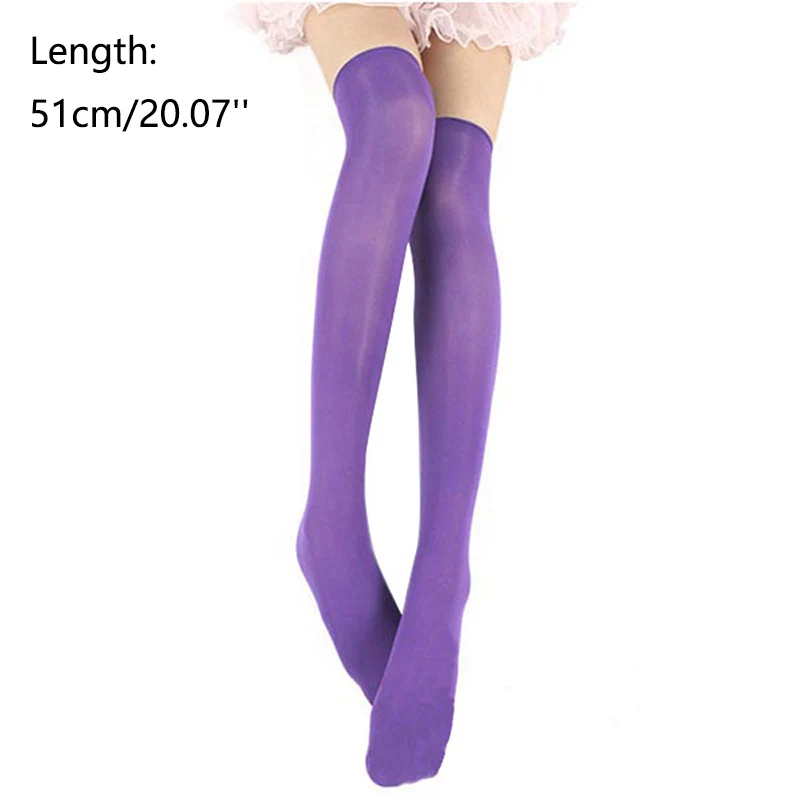 51cm 16Purple Карамельный цвет бедра высокие чулки сексуальные косплей женские теплые чулки для ночного клуба эластичные Medias для сексуального белья - Цвет: 51cm 16Purple