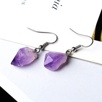 

1PC fashion natural Amethyst earrings quartz crystal ore magic repair cure crystal can be used for holiday party DIY gift