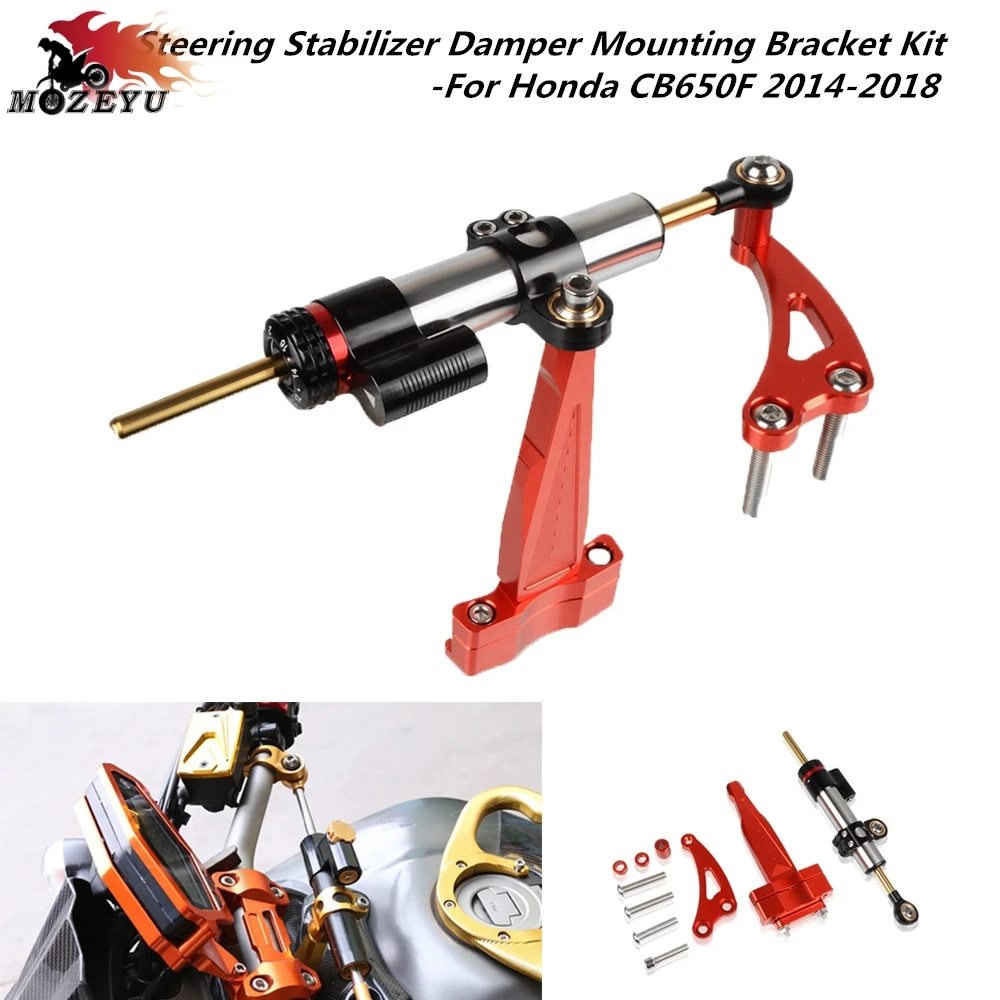 

For HONDA CB650F 2014 2015 2016 2017 2018 Motorcycle CNC aluminum Stabilizer Steering Damper and Mounting Bracket Kit cb650f