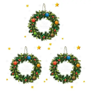 

3PCS Removable Glass Door Decals Christmas Rattan Ring Door Stickers