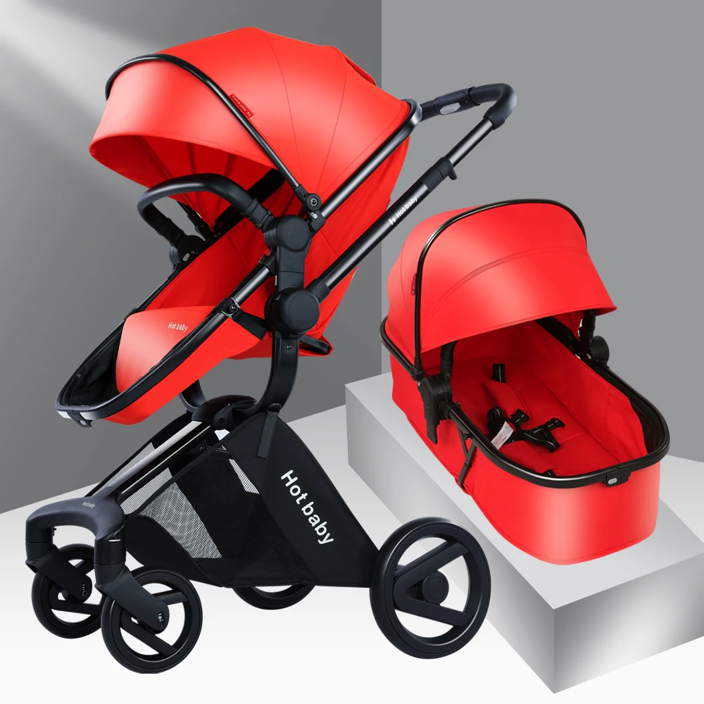 

2020 New Stroller 3 in 1 Aluminum Alloy Frame Oxford Cloth Portable Folding High Landscape Two-way Push Suspension Baby Stroller