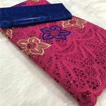 

2.5 y Swiss lace fabric +2.5 y Bazin Brode riche embroidery African 100% cotton fabrics Swiss voile lace popular Dubai style 2L1