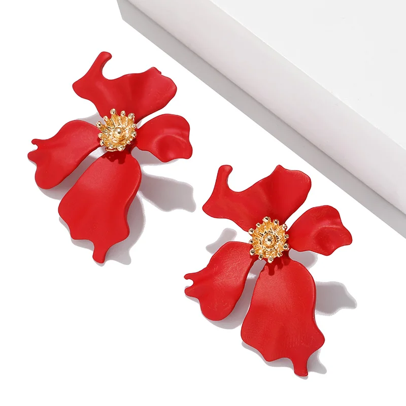 290-red Корейские модные серьги-гвоздики в виде цветка для женщин, милые перфорированные женские элегантные серьги с металлическим распылителем, аксессуары, подарки для девочек, Brincos - Окраска металла: 290-red