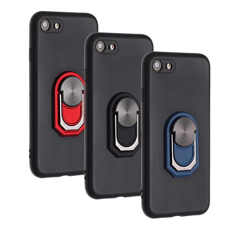 

Silicon Cover For IPhone 7 Shockproof Phone Case For IPhone 8 8 Plus 7 Plus Magnetic Metal Finger Ring Protection Back Cover
