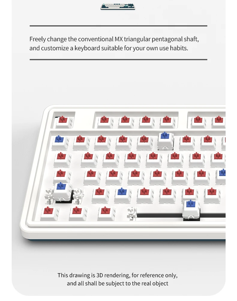 FL·ESPORTS CMK87-SA Single-Mode Mechanical Keyboard 87 Keys Full-Key Hot-Swappable Office Gaming Keyboard Standard 80% Layout wireless keyboard for pc