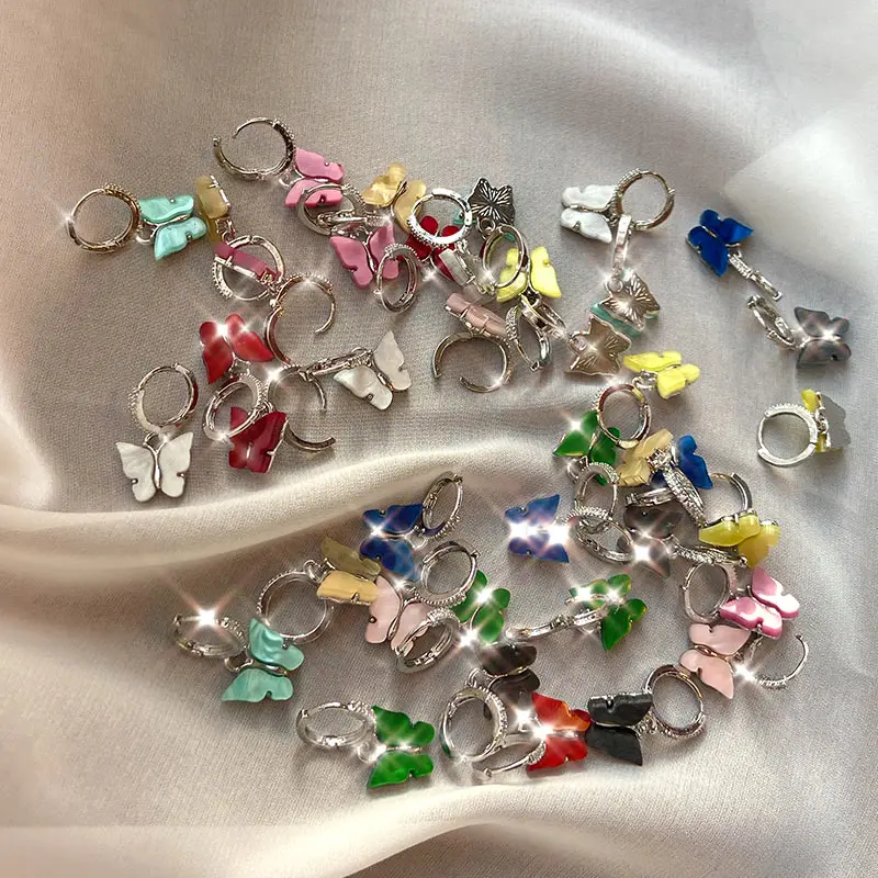 JJFOUCS изысканные серьги-обручи в форме бабочки серьги для девочек серебряного