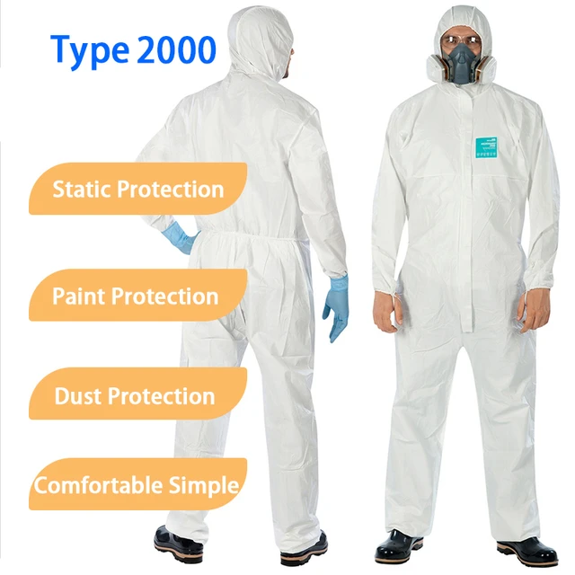 Chemical Coveralls Full Body Adult Siamese Hood Protective