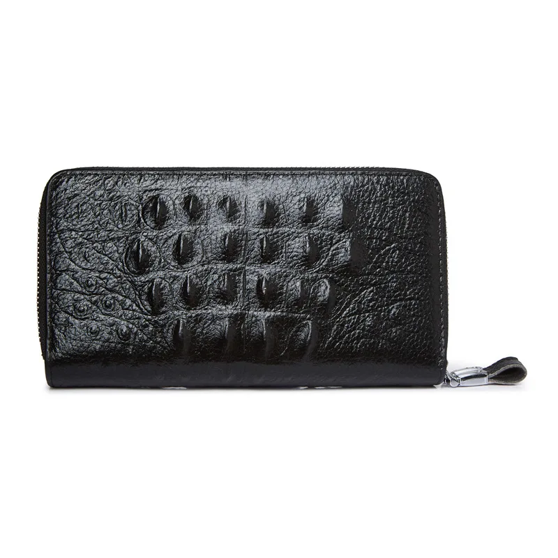 

New Luxury Fashion Business Men's Long Wallets Double Zipper Natural Real Leather Male Cow Genuine Leather Cash Purses Clutch