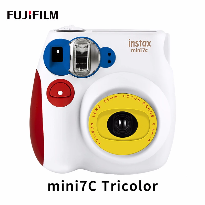 7C Tricolor Подлинный Fujifilm Instax Mini 7C 7S камера 6 цветов в продаже Белый Розовый Синий мгновенная печать фото фильм съемка - Цвет: 7C Tricolor