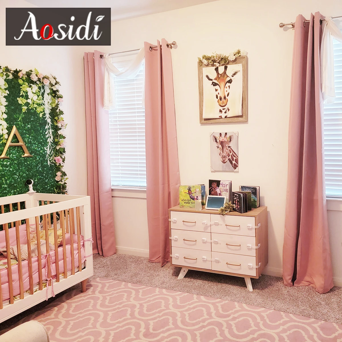 Однотонные светонепроницаемые шторы для спальни розовые малышей и детей в