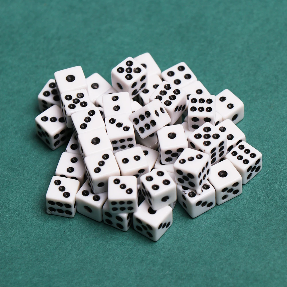 50PCS Acrylic White/Black/Red Standard Six Sided Decider Gaming Drinking Dices Birthday Parties Board Game Entertainment Tools