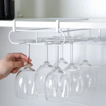 

Hanging Wine Rack Upside Down High Glass Holder Iron Plated Stainless Steel Goblet Shelf Household Cabinet Storage Bar Hanger