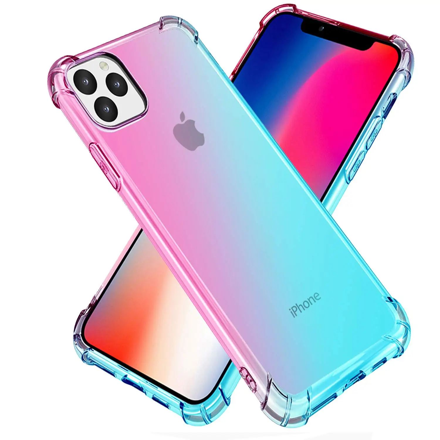 

For iPhone 11 Pro Max Case Clear Cute Gradient Slim Anti Scratch TPU Cover Reinforced Corners Shockproof Protective Phone Case