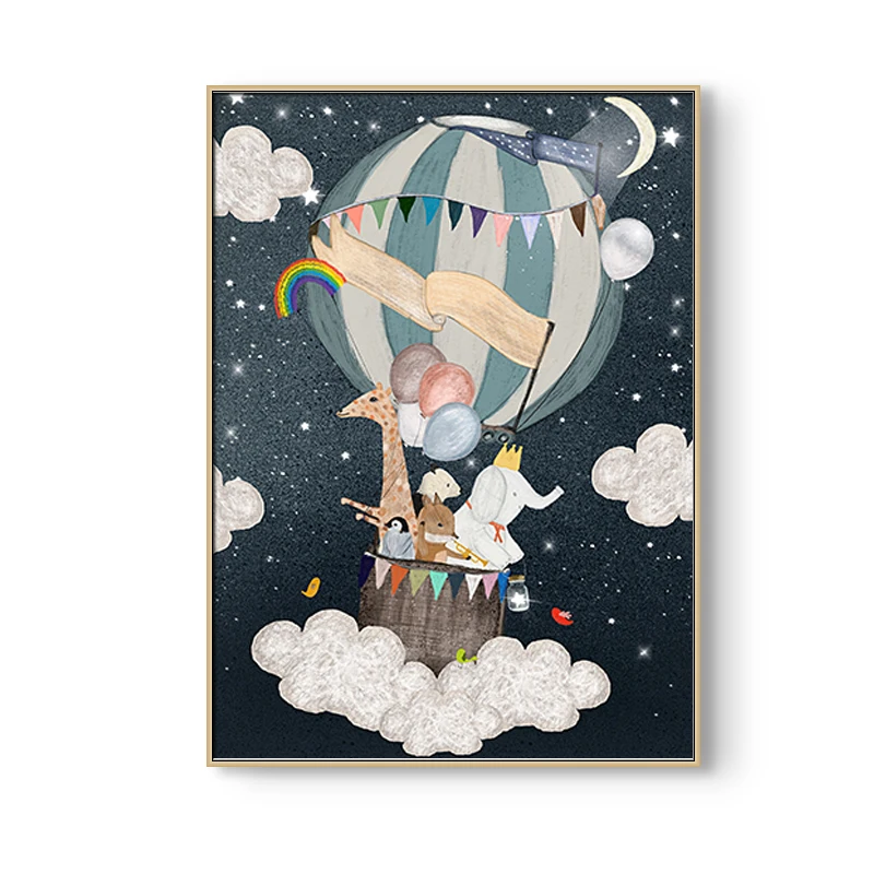 Astronaut-Planet-Space-Balloon-Wall-Art-Canvas-Prints-Posters-Cartoon-Animal-Bear-Wall-Pictures-For-Nursery (6)