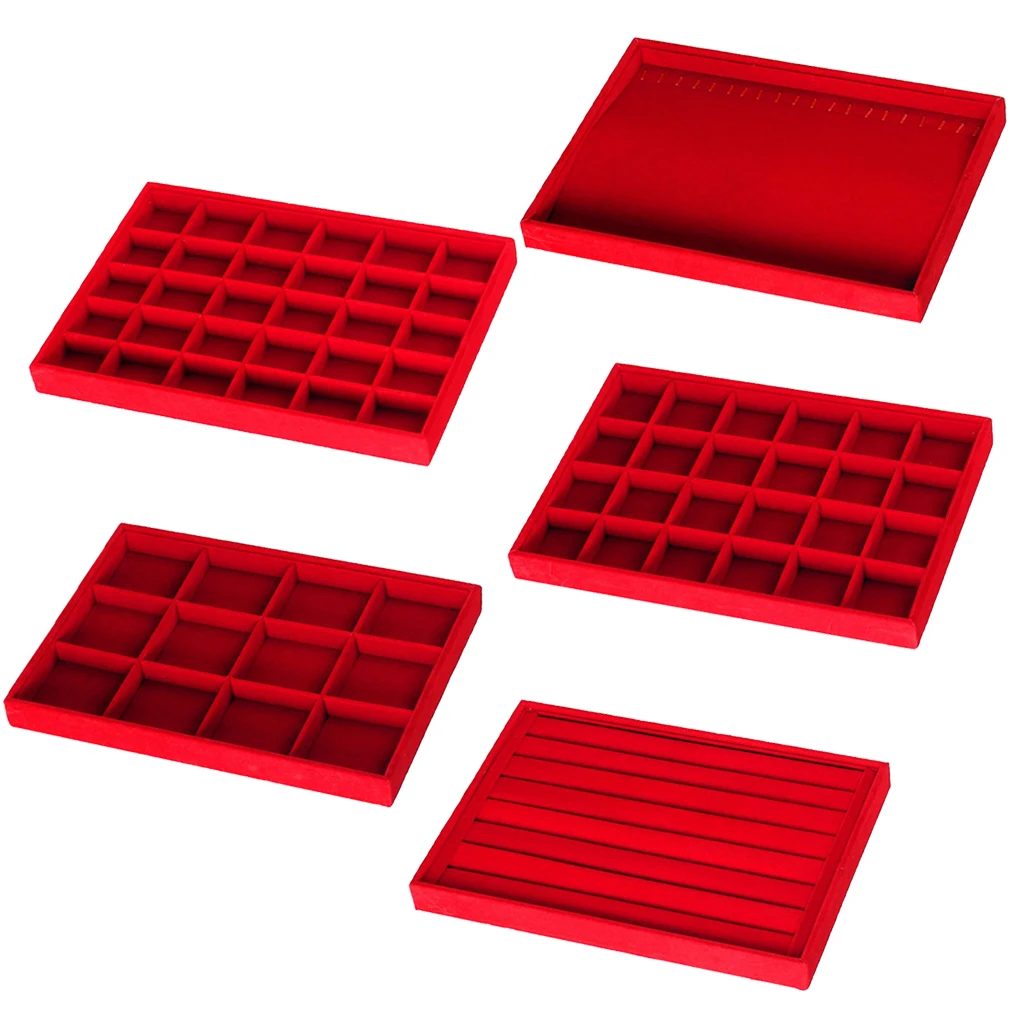 Ring Earring Necklace Jewelry Display Organizer Box Tray Showcase Holder