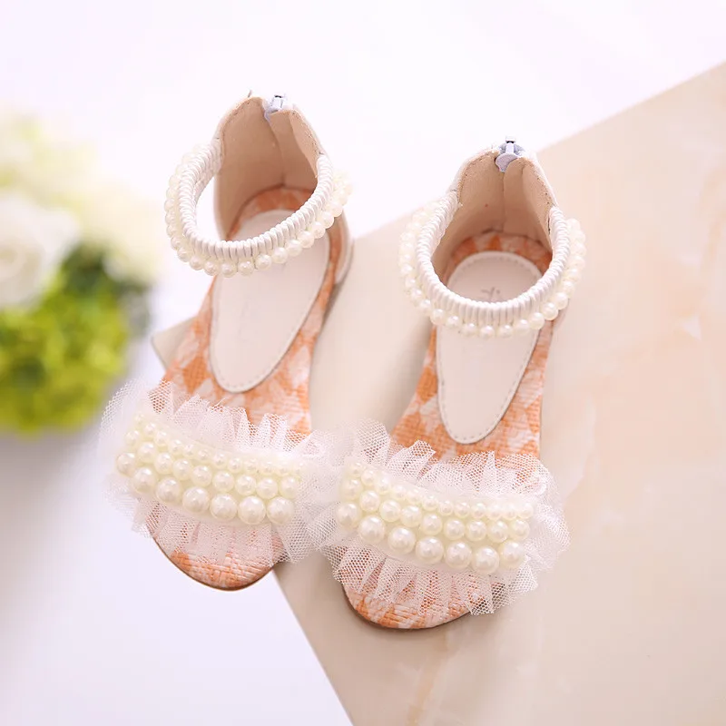 

ULKNN Elegent Toddler Girl Pearl Sandals shoes Cool Sandals shoes For 1-12years Girls Summer Princess Performance Sandals Sandal
