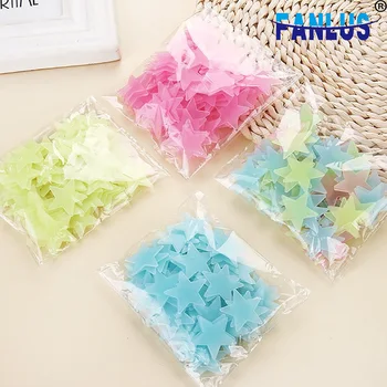 

100pcs/Set 3D Wall Stickers Stars Shine In The Dark Decorations for Living Room Plastic Home Decoration Party Supplies for Kids