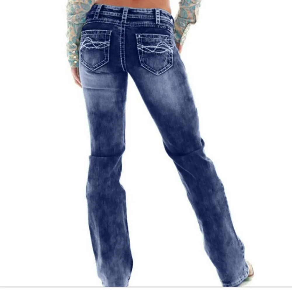 Женские джинсы с высокой талией 2019 Модные женские осенние эластичные плюс свободные джинсовые вышитые повседневные укороченные джинсы 9,20