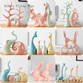 

Creative modern home cute animal ceramic ornaments living room TV wine cabinet bedroom countertop decoration small ornaments