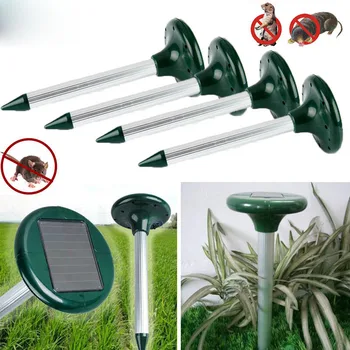 

2 Pcs Solar Mole Repellent Stakes Ultrasonic Yard Outdoor Pest Control Rodent Repeller Spikes Moles Voles 7000 Ft Range