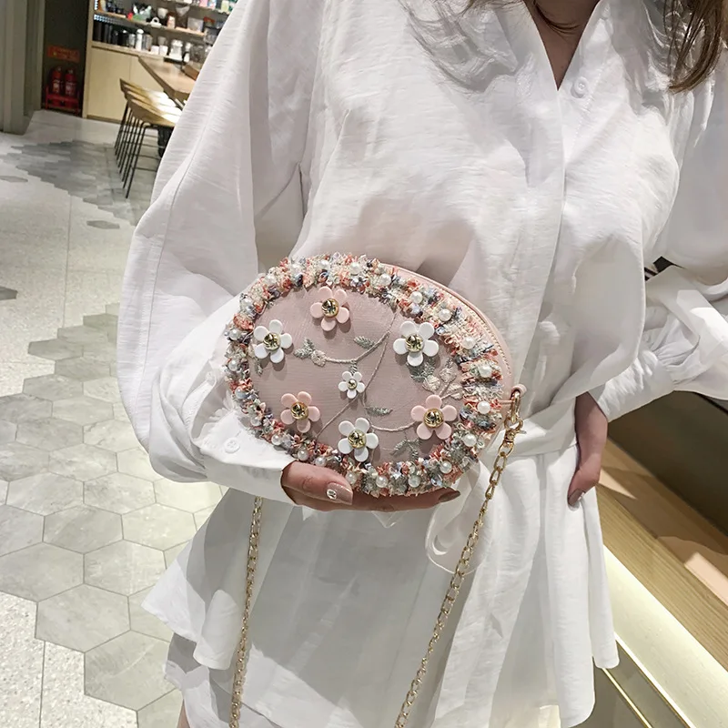 

Pearl Lace Fashion Square Sling Bag MORI Series Mini Weave Korean-style Crossbody Bag