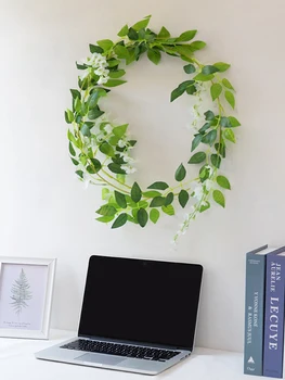 

7ft 2m Silk Artificial Flowers Wedding Garland Flowers String Wisteria Fake Plants Leaves Vine Home Outdoor Hanging Wall Decor
