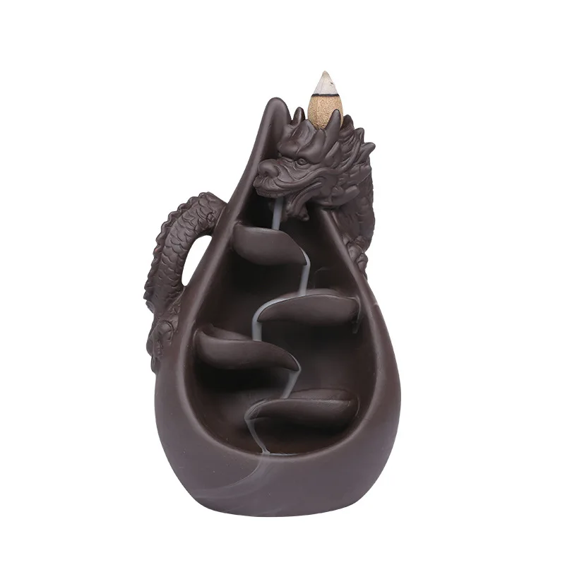 Bruciatore Di Incenso Drago Bruciatore Di Incenso Di Riflusso Del Drago Di Buon Auspicio Di Moda Coperchio Trasparente Decorazione Della Casa Da Tè In Ceramica Decorazione Della Casa (Cono Di Inc