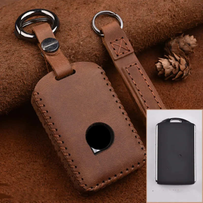 Leather Keychain car key Holder Case Cover For Volvo XC90 XC60 S90 2018 Fob Smart Key Replacement | Автомобили и мотоциклы