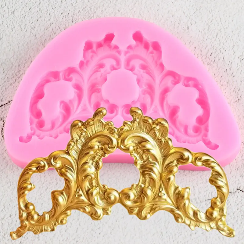 

3D Craft Baroque Scroll Relief Border Silicone Molds Cupcake Topper Fondant Cake Decorating Tools Candy Chocolate Gumpaste Mould