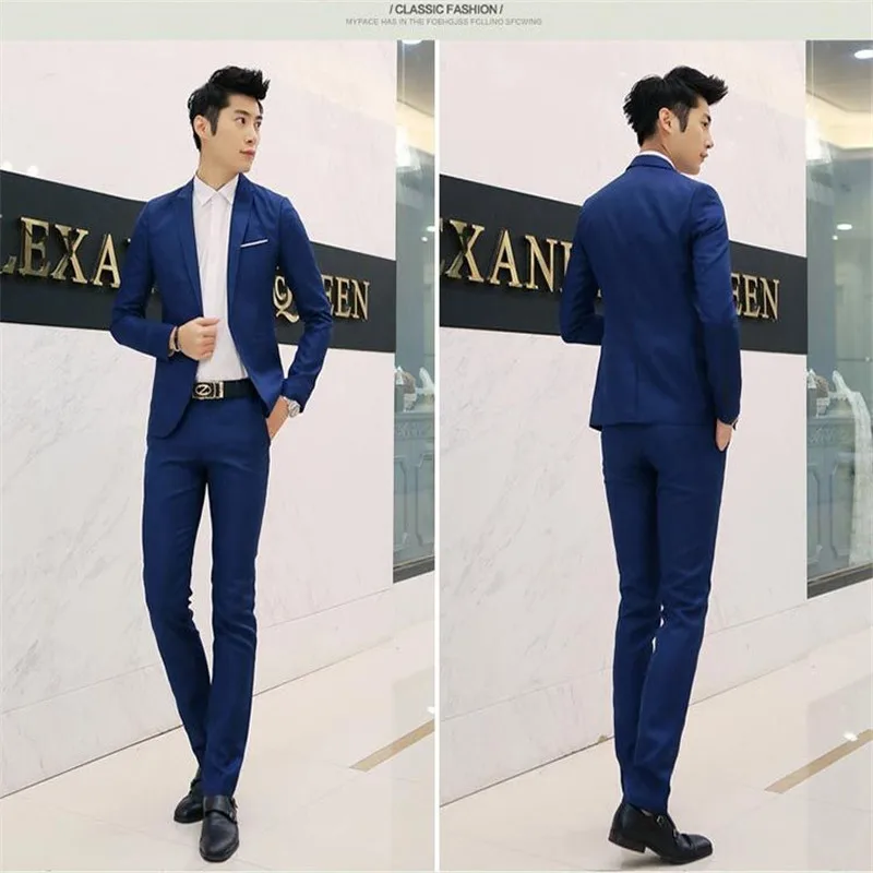 As picture Низкая цена, высокое качество Мужская мода Slim Fit Для Мужчин's Бизнес Повседневное дружки комплект из двух предметов - Цвет: As picture