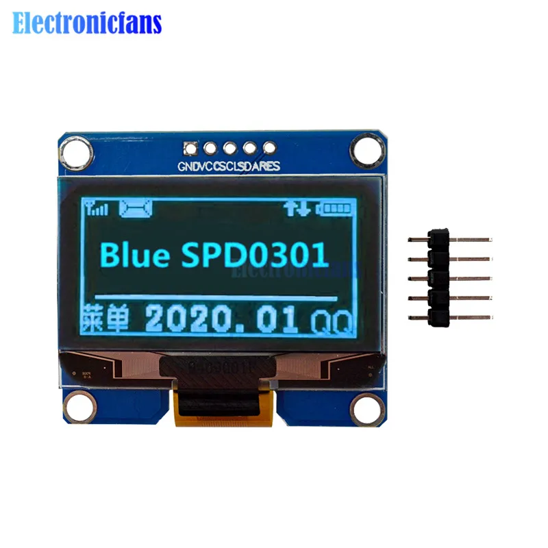 1,54 дюймов PM 5PIN/7PIN Белый Синий Желтый oled-модуль IIC I2C интерфейс 128x64 экран дисплея SSD1309 SPD0301 Драйвер IC 3,3-5 В - Цвет: SPD0301 5PIN Blue